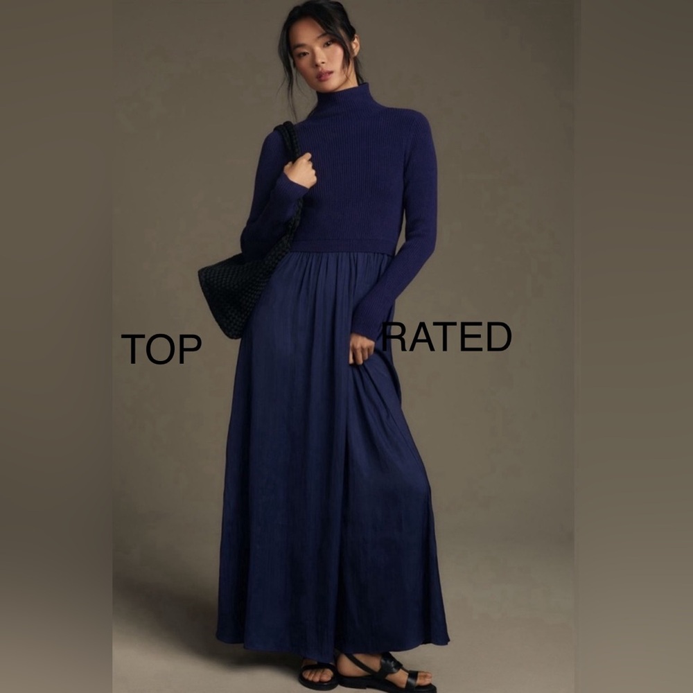 Anthropologie Navy Maxi Dress - Picture 1 of 13